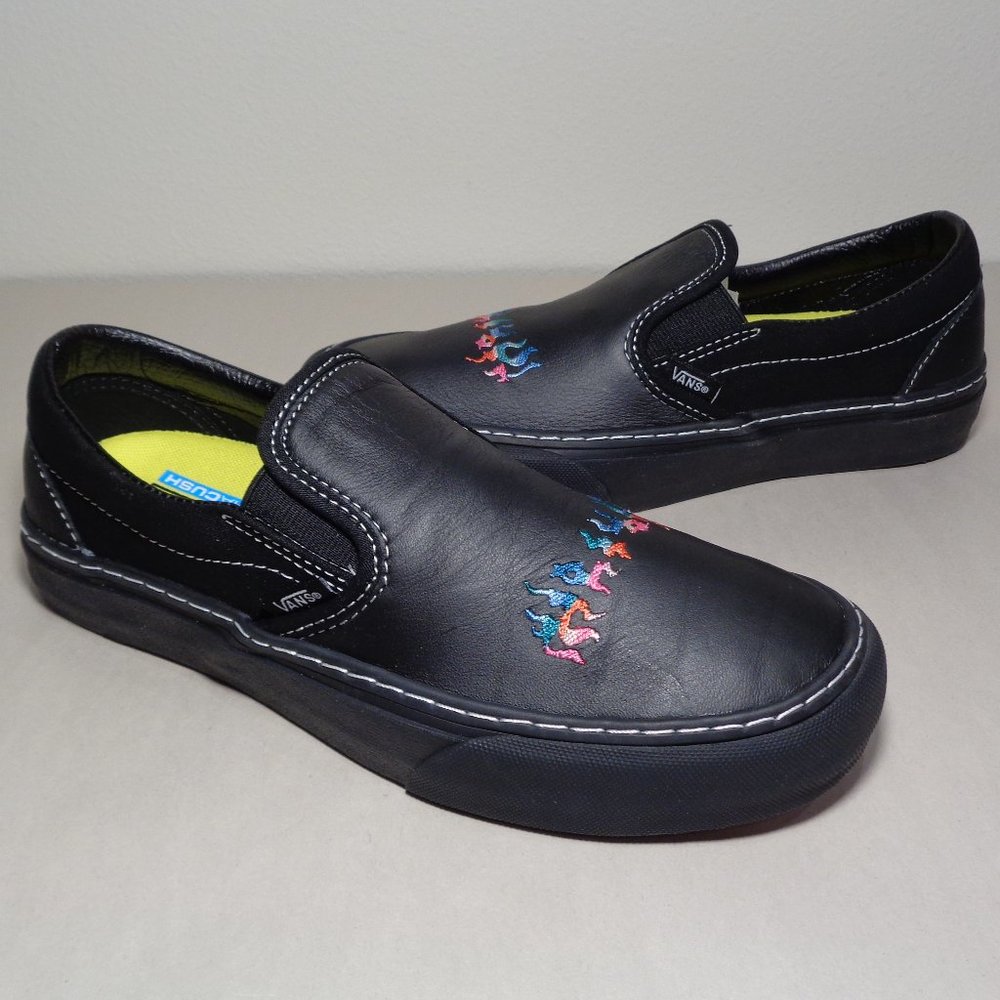 Vans Size 9 M WADE GOODALL SF Black Leather Slip On Sneakers New Women's Shoes